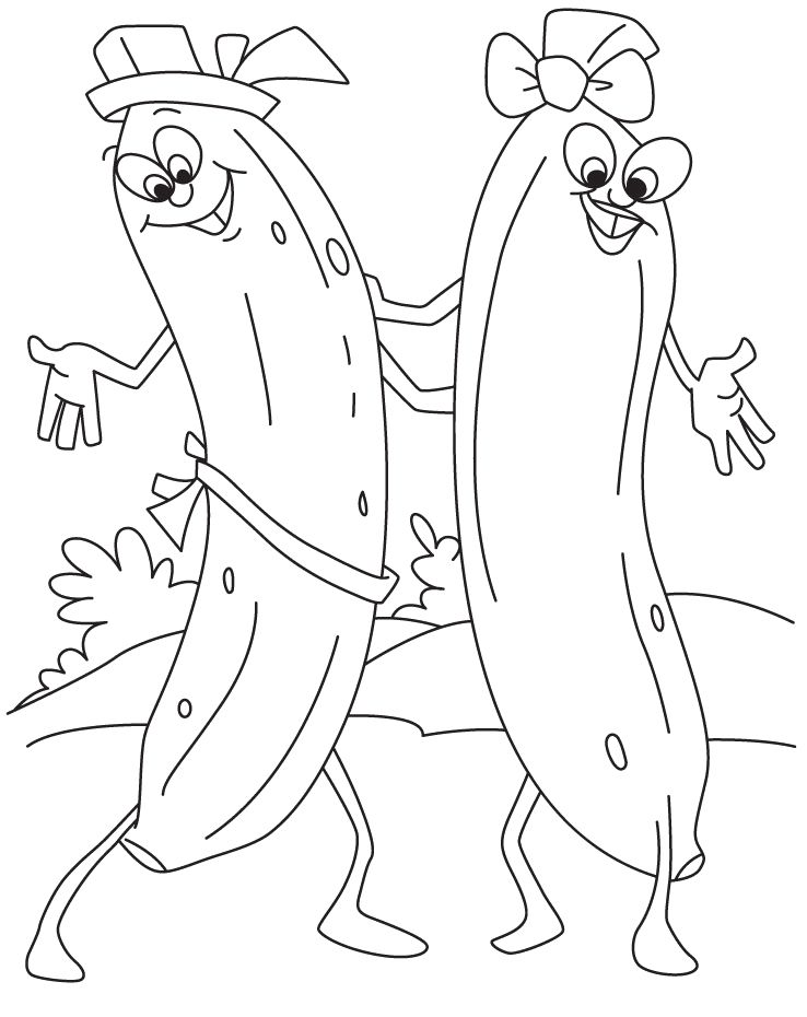 Dancing Bananas Coloring Page
