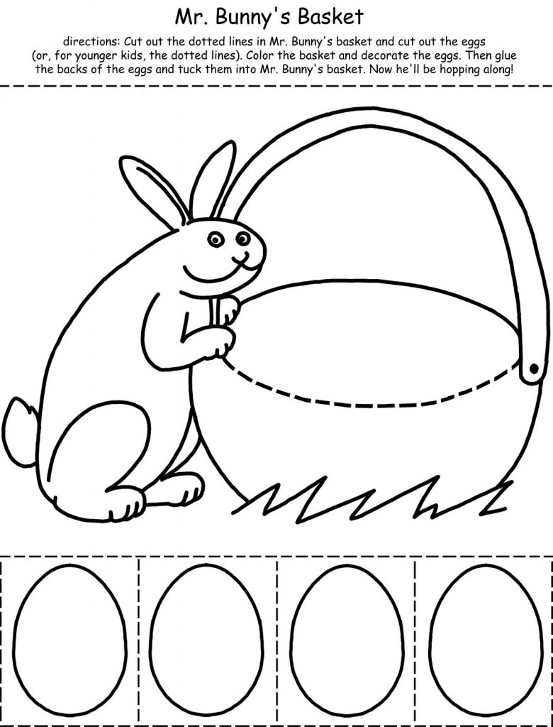 Easter Basket Cut and Color Activity Sheet