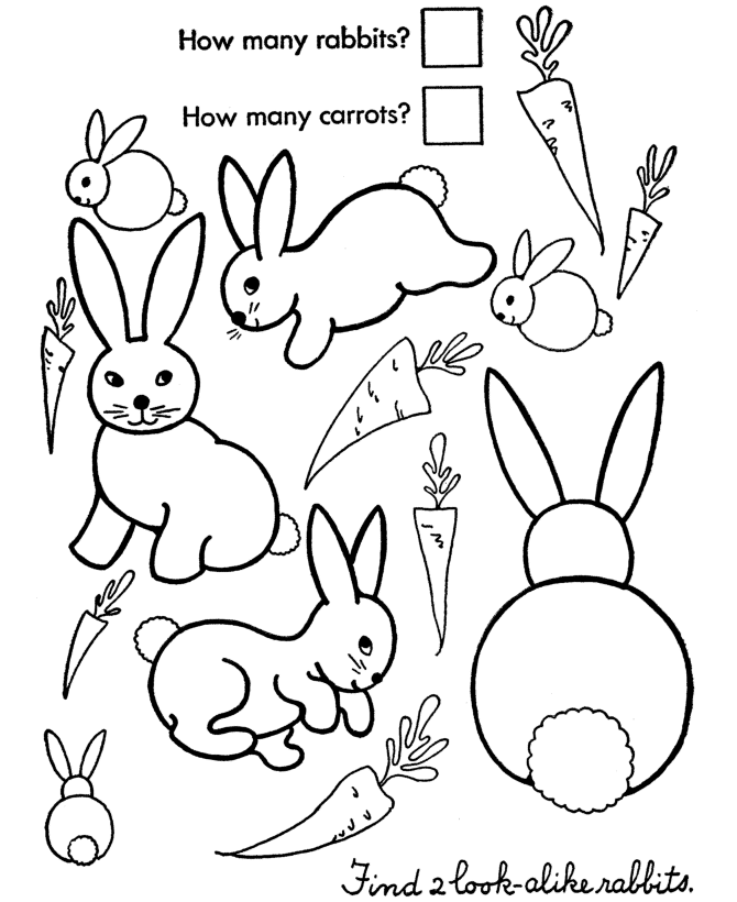 easter coloring bunny activity sheets activities printable worksheet sheet fun bunnies printables colouring worksheets para rabbit children atividades counting count