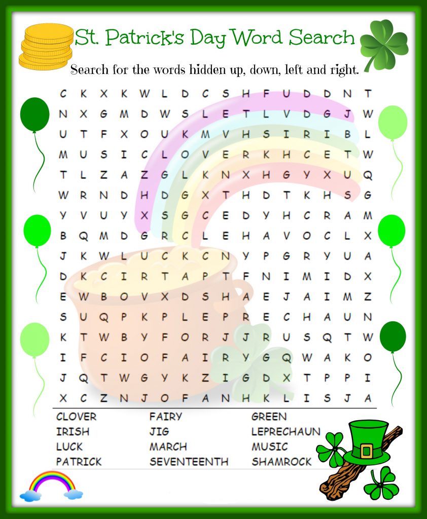 Free Printable St Patricks Day Word Search