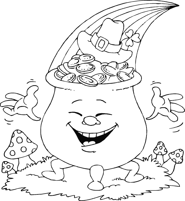 Happy Pot Of Gold Coloring Page