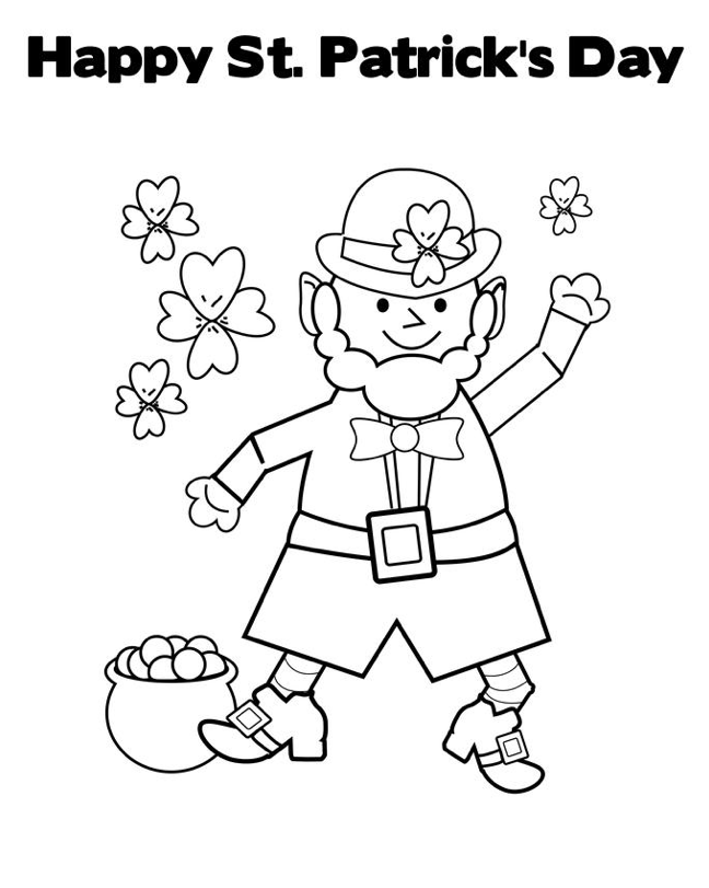 Happy St Patricks Day Pot Of Gold Coloring Page