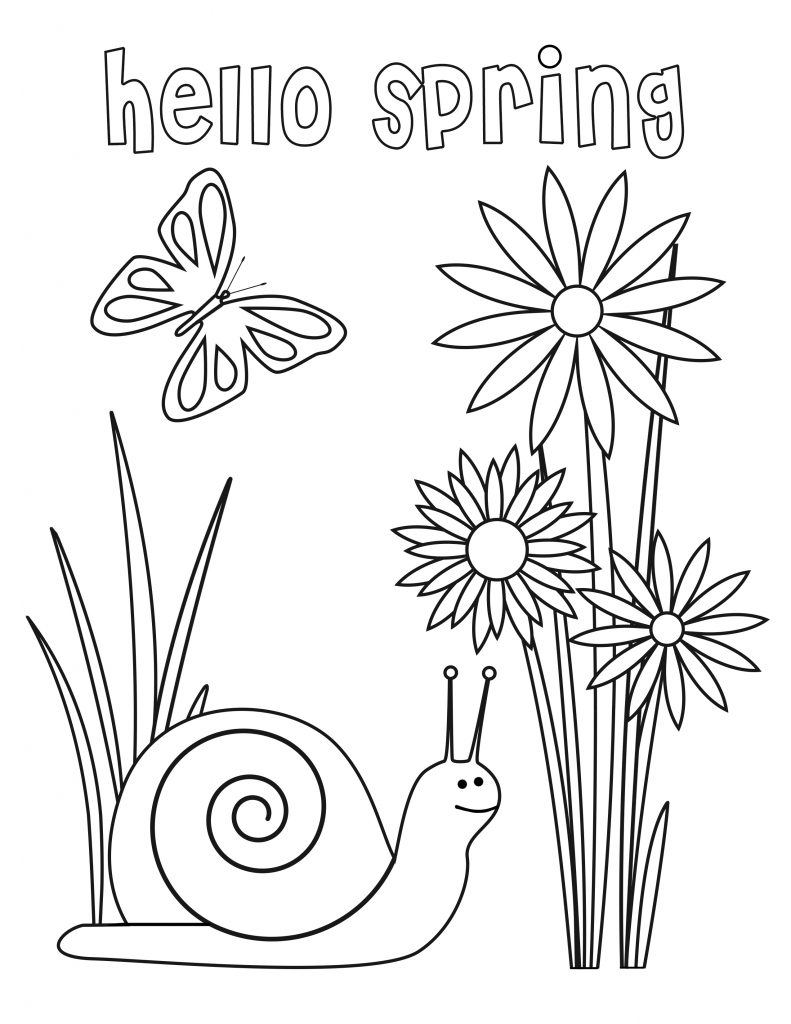 Hello Spring Coloring Page