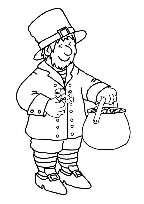 Holding Pot Of Gold Coloring Page