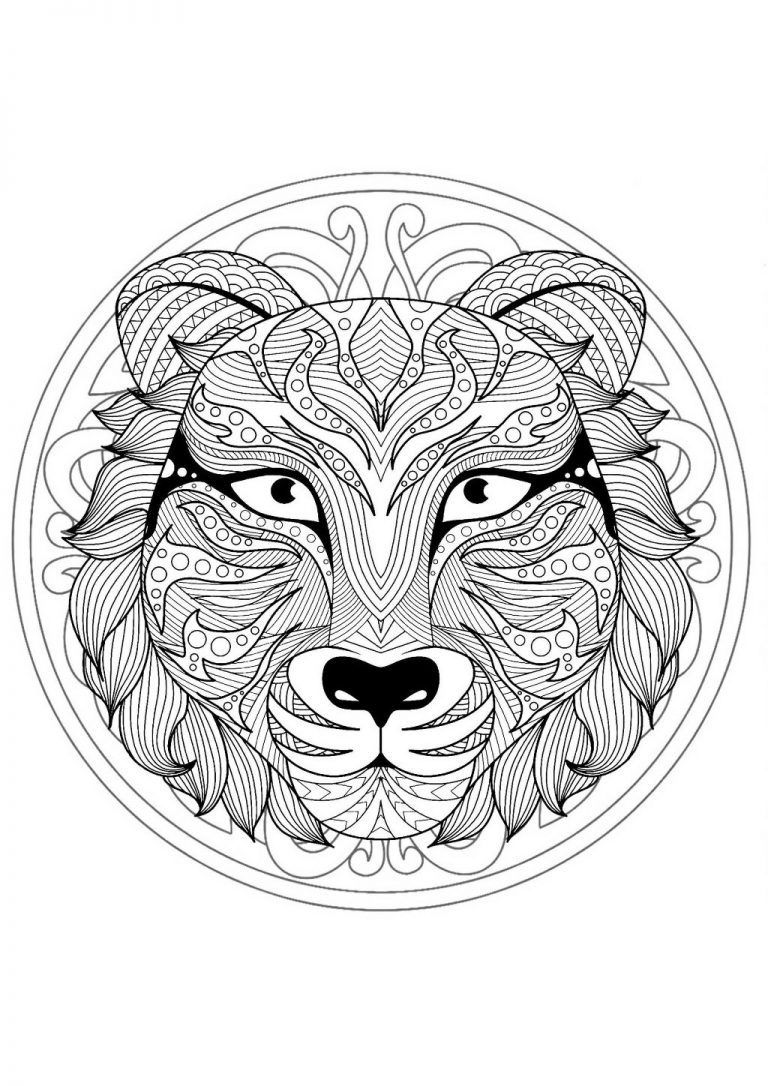 Animal Mandala Coloring Pages - Lion Animal Mandala Coloring Pages 768x1086 