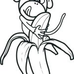 Monkey Banana Fruit Coloring Page