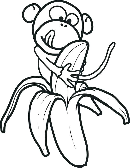 Monkey Banana Fruit Coloring Page