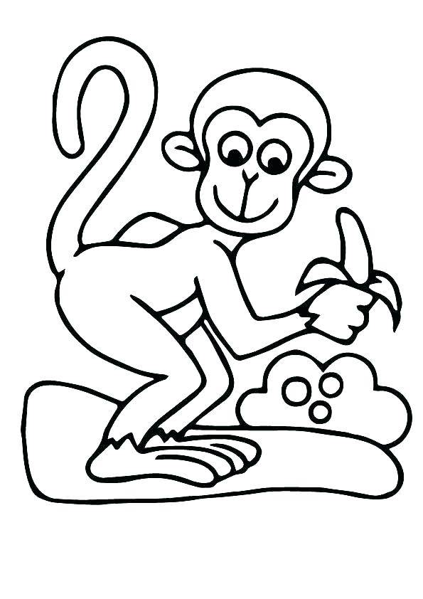 Monkey with Banana Coloring Page