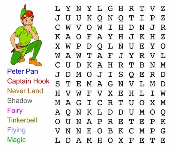 Peter Pan Disney Word Search