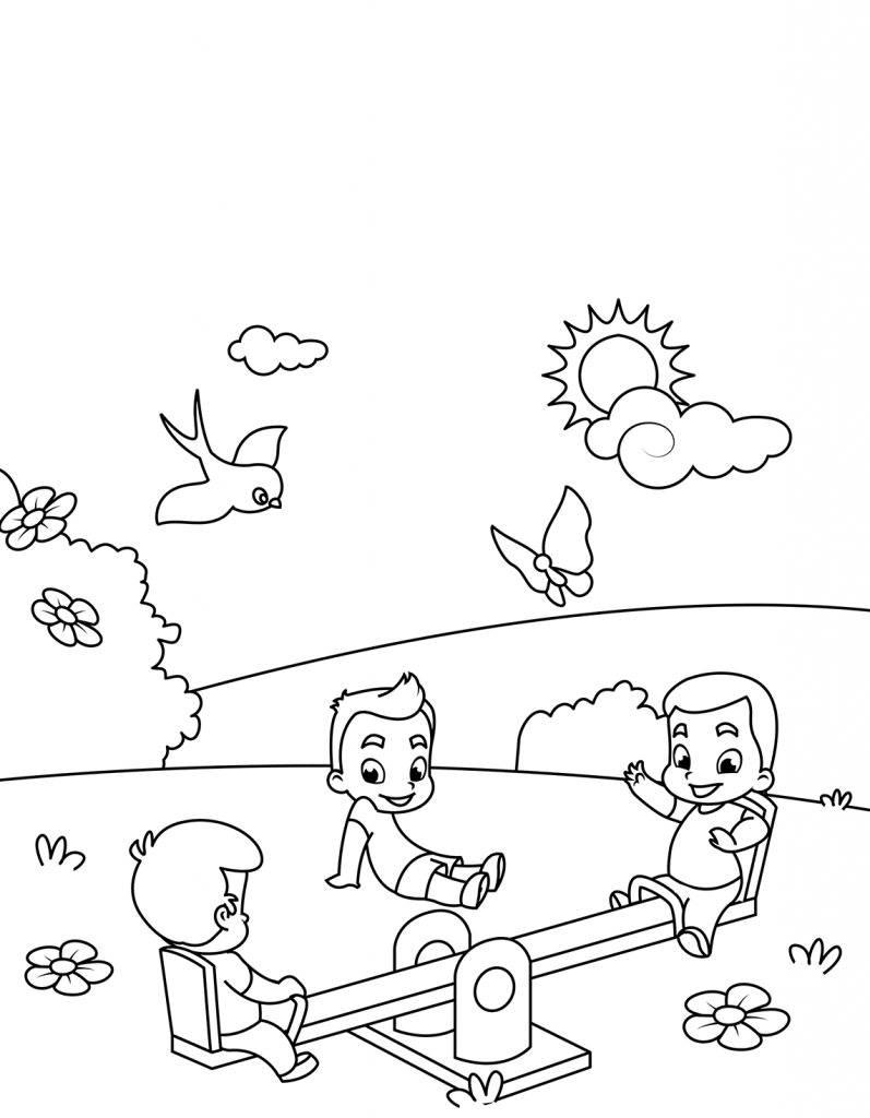 Playground in March Coloring Page