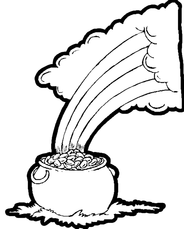 Rainbow And Pot O Gold Coloring Page