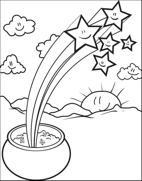 Rainbow and Pot of Gold Coloring Page