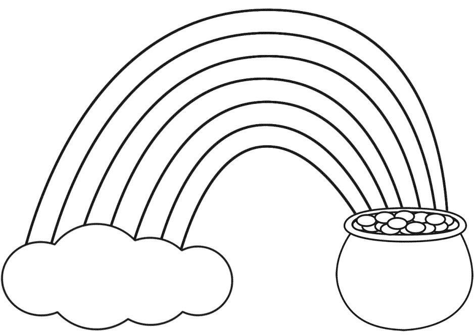 Rainbow Into Pot Of Gold Coloring Page