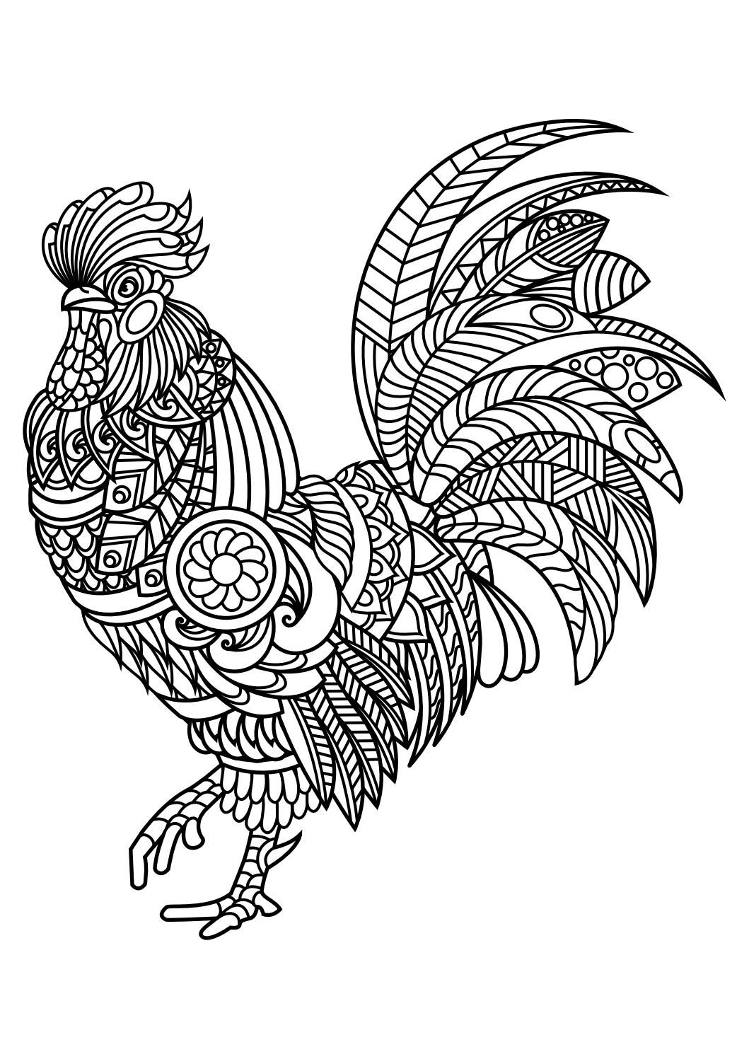 mandala coloring animal rooster bestcoloringpagesforkids