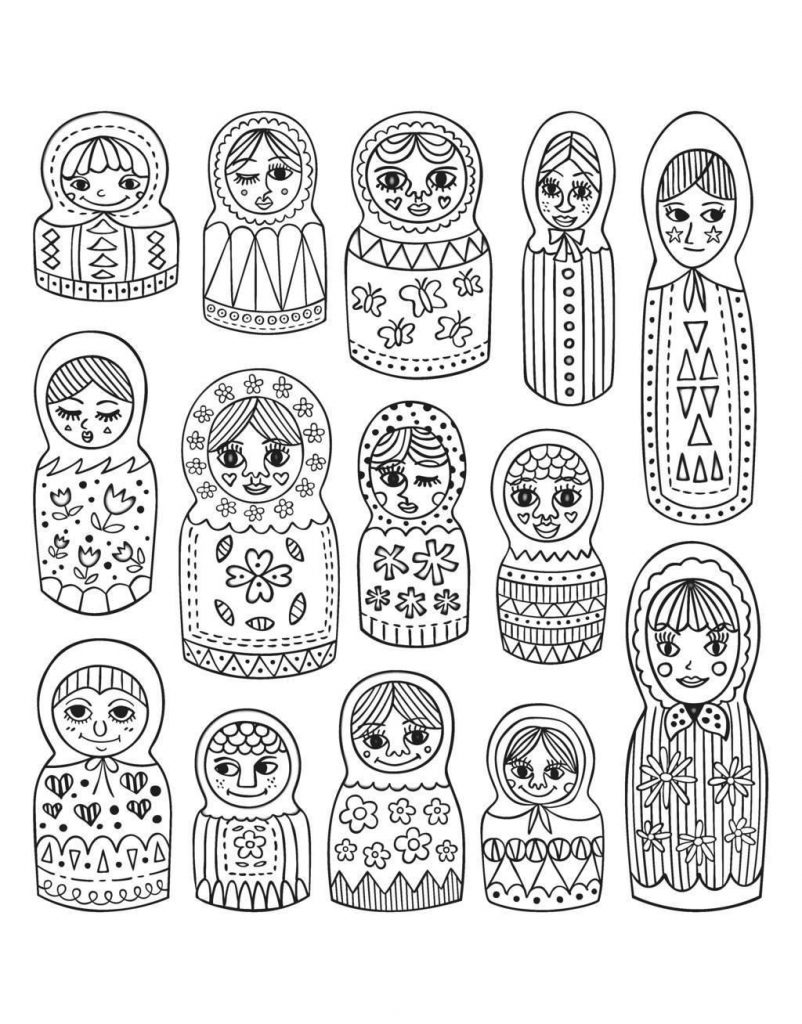 Russian Dolls Coloring Page