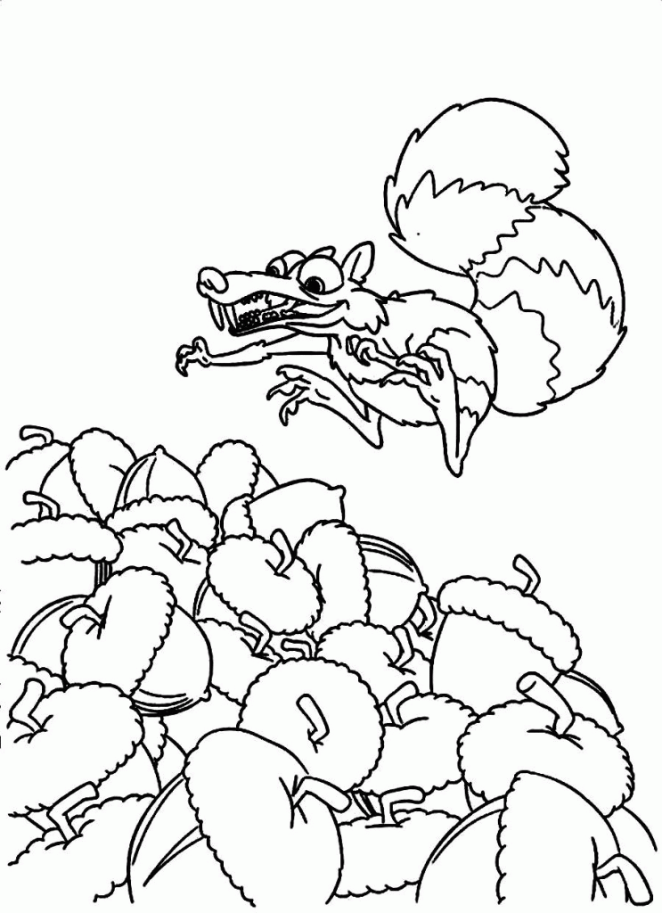 Scrat Loves Acorns Ice Age Coloring Pages