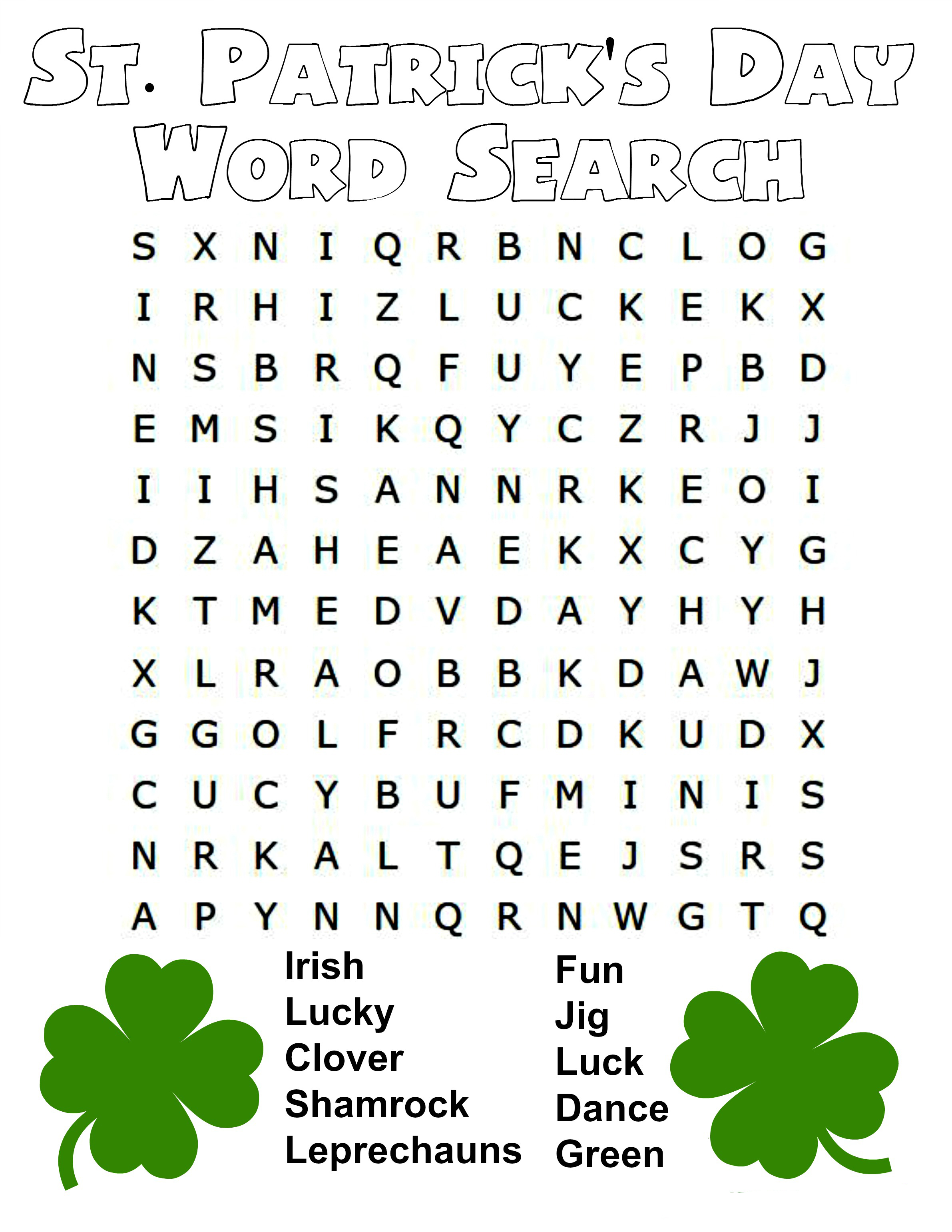 St Patricks Day Word Search - Best Coloring Pages For Kids