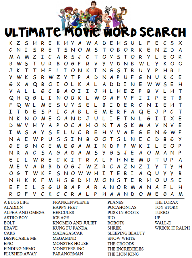 Ultimate Movie Disney Word Search