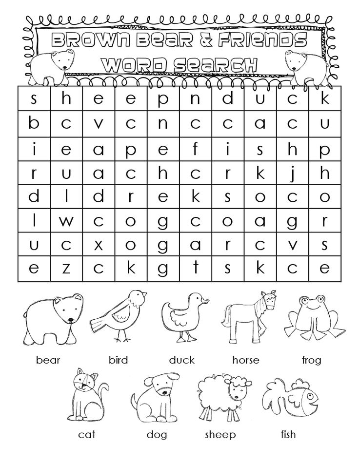 1st Grade Animal Word Search