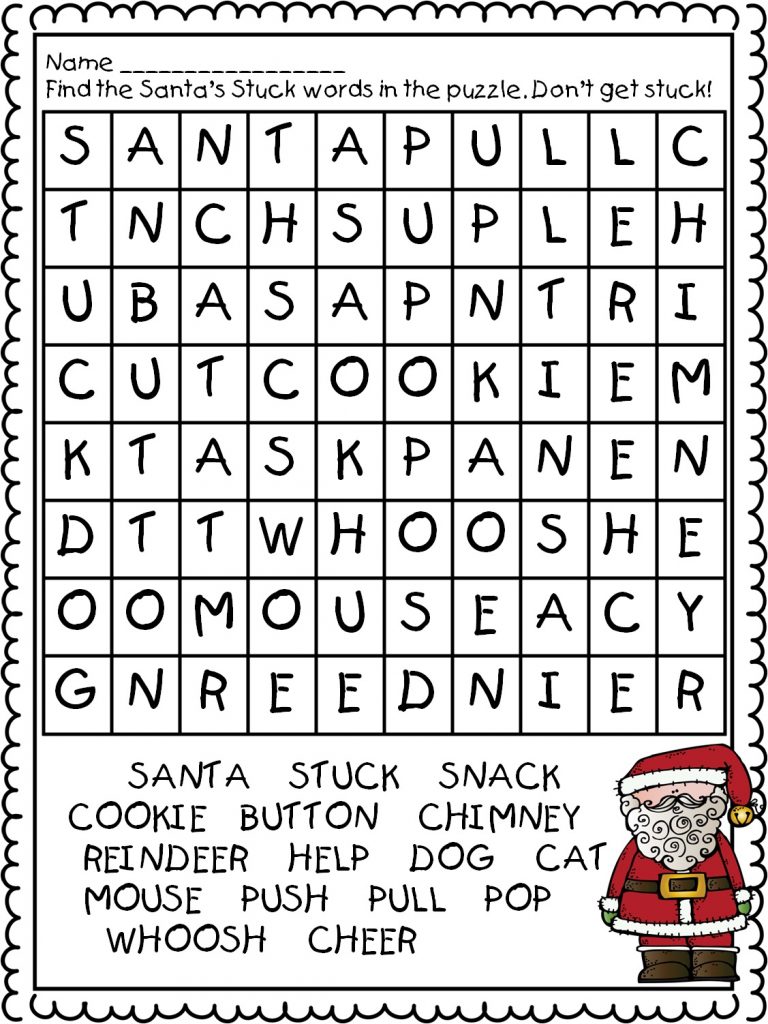 1st Grade Christmas Word Search