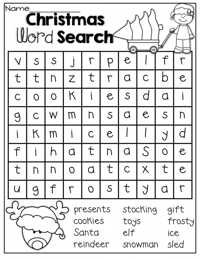 1st Grade Christmas Word Search
