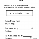 1st Grade English Comprehension Worksheets