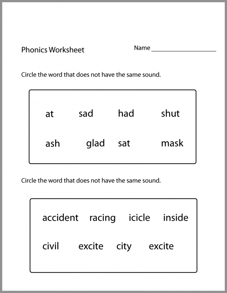 1st Grade English Phonics Worksheets