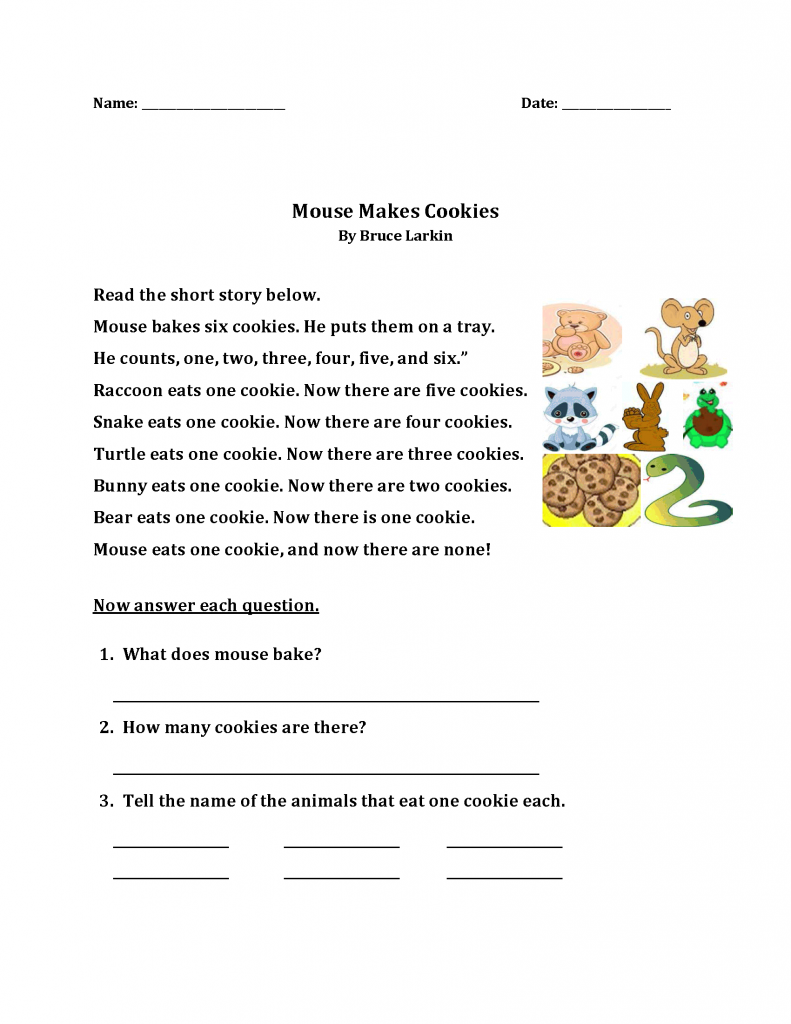 1st Grade English Story Worksheet