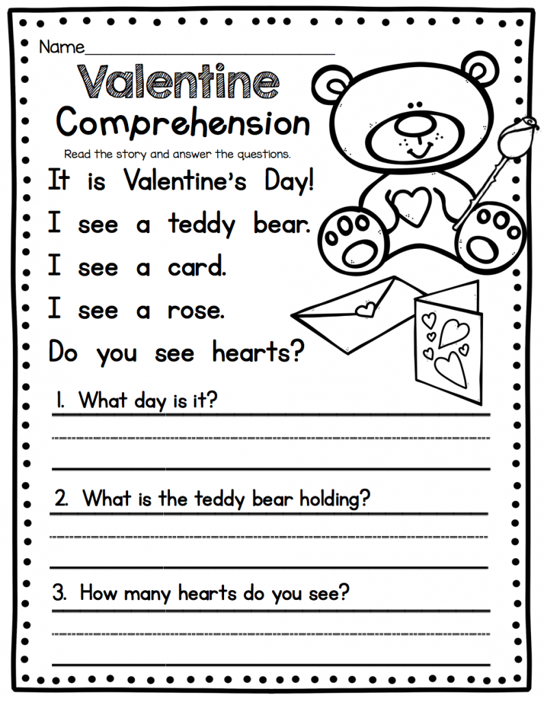 1st Grade English Worksheets Valentine