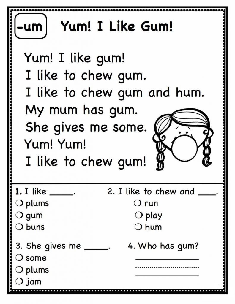 1st Grade English Worksheets -um
