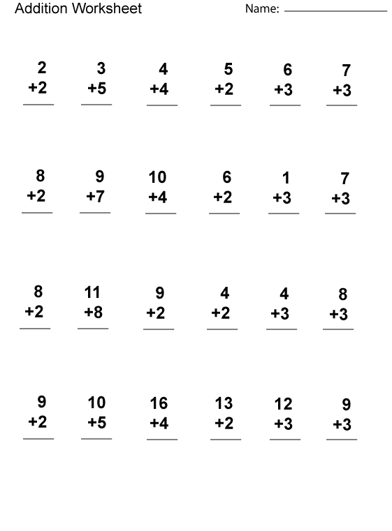 1st Grade Math Worksheets Addition