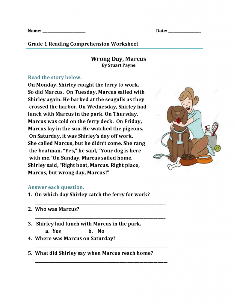 1st Grade Reading Comprehension Worksheets