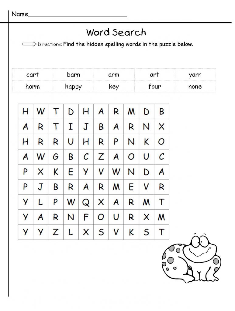 1st Grade Spelling WordSearch