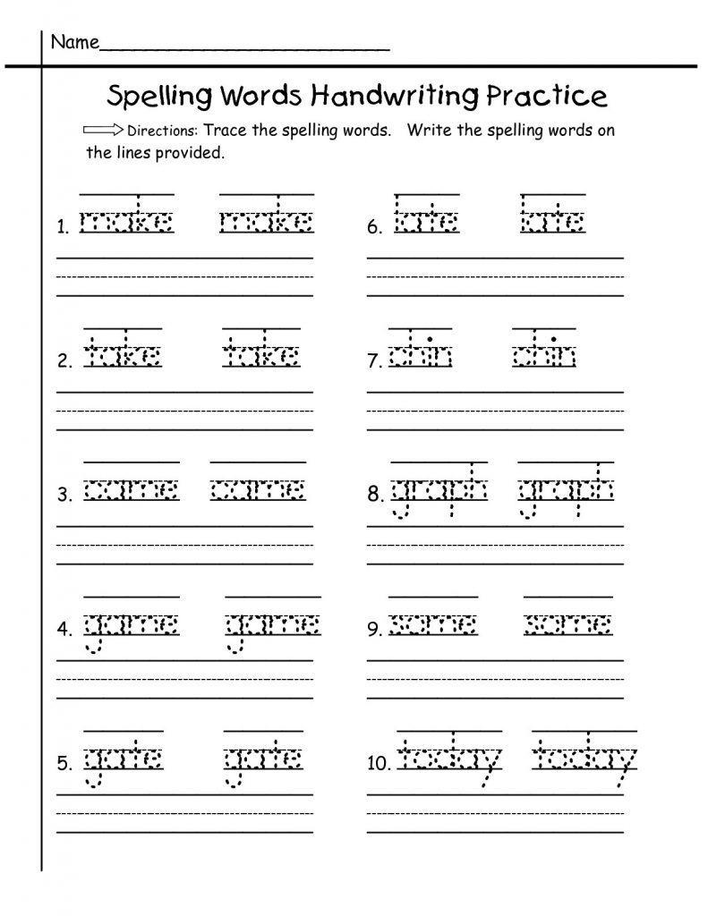 1st Grade Spelling Worksheets