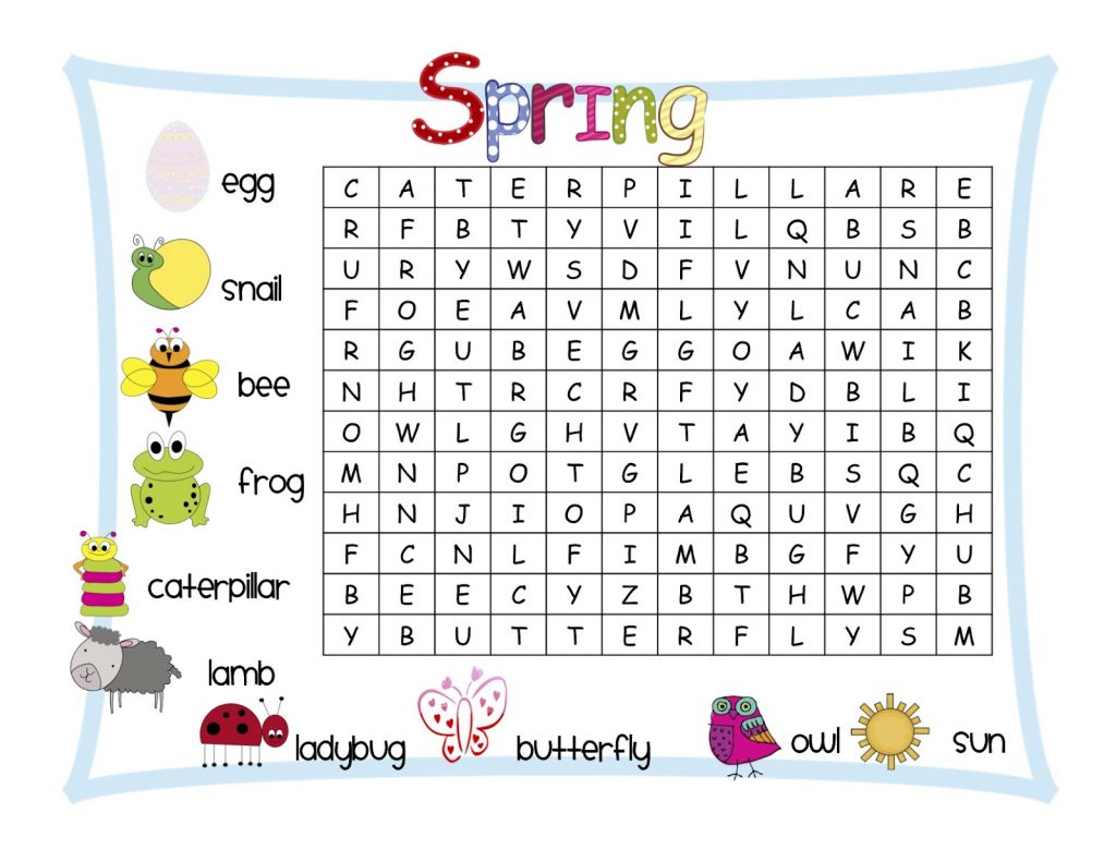 1st Grade Spring Word Search