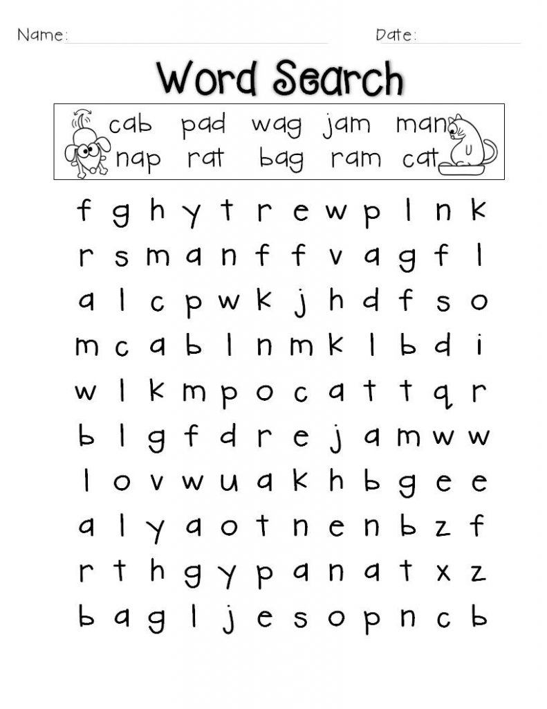 1st Grade Word Search Puzzle
