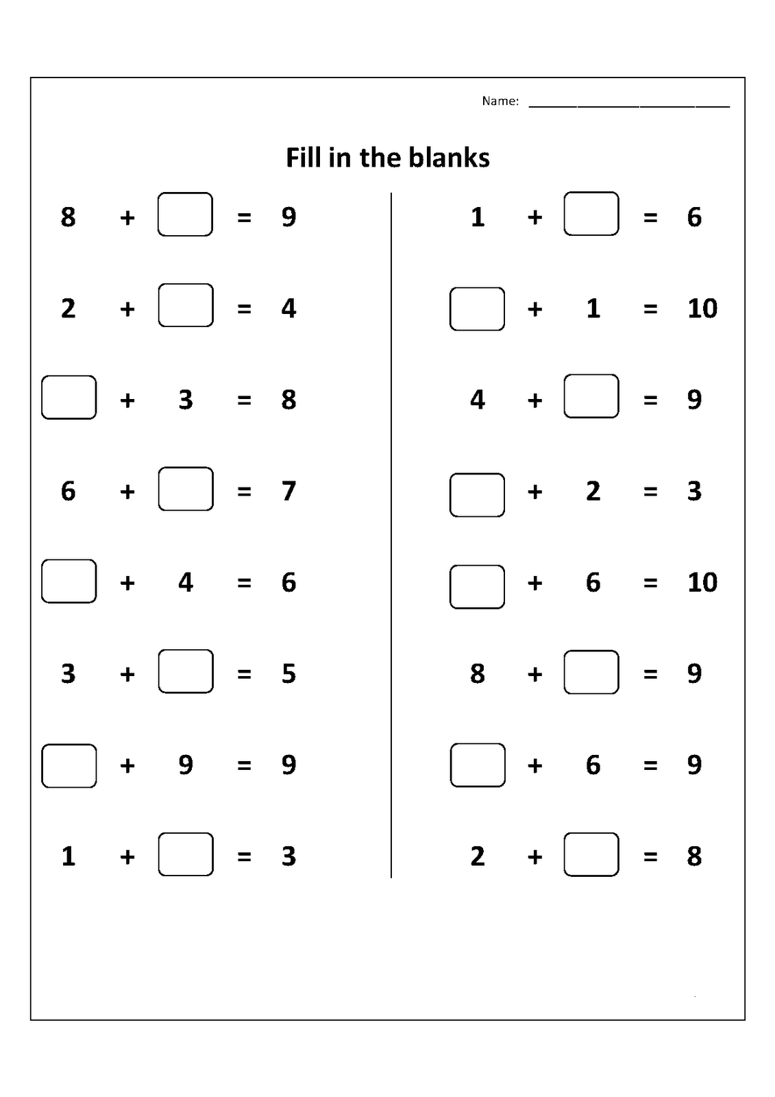 maths homework for class 1st