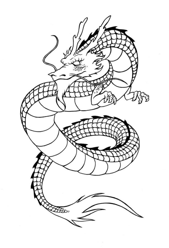 Elegant Dragon Coloring Page for Adults