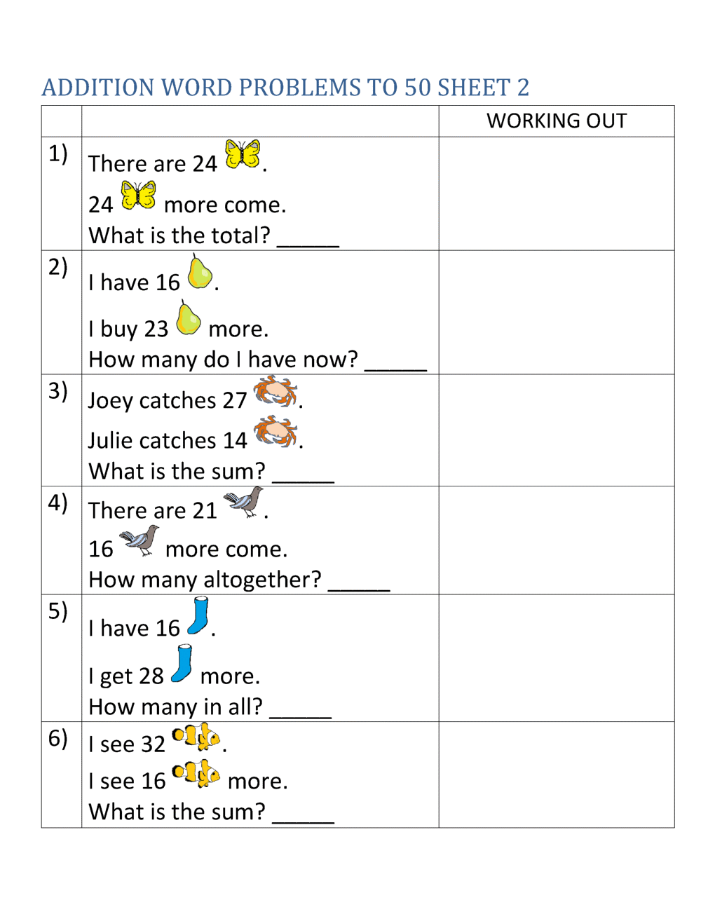 2nd grade math problem solving worksheets