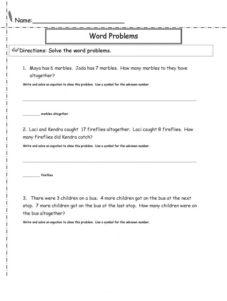 2nd Grade Math Word Problem Worksheets