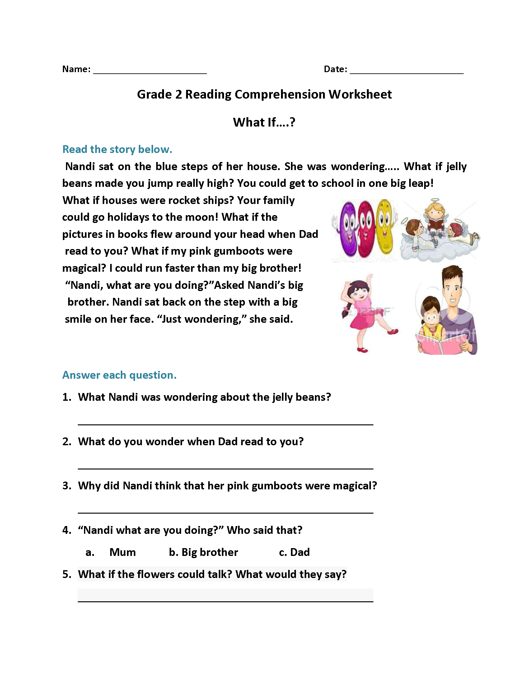 Reading Worksheets For 2nd Graders