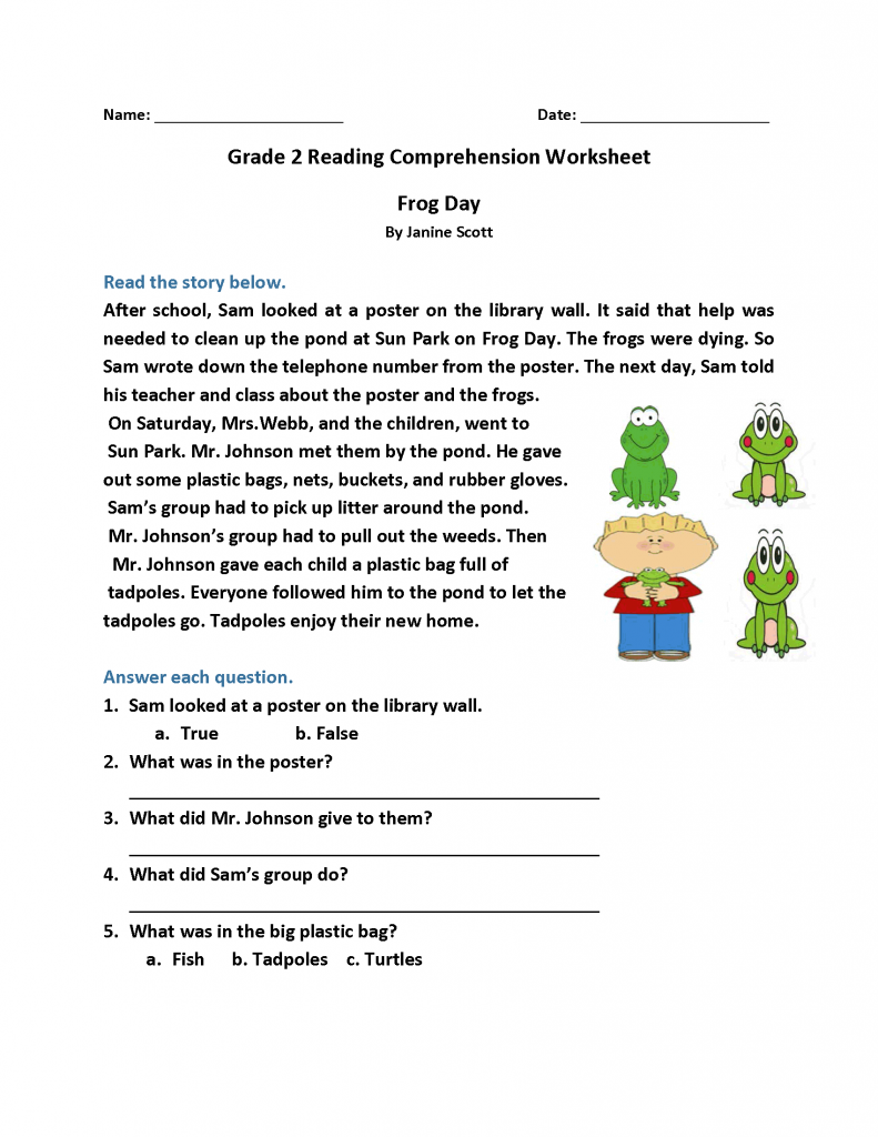 2nd Grade Reading Comprehension Worksheets