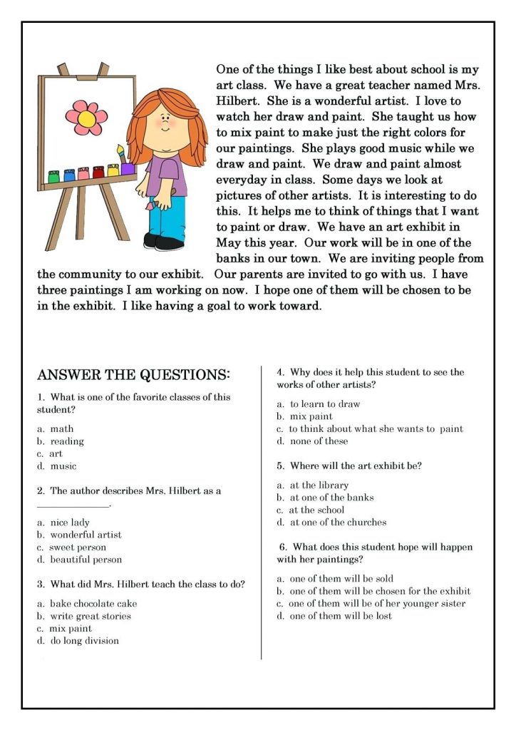 2nd Grade Reading QandA Worksheets