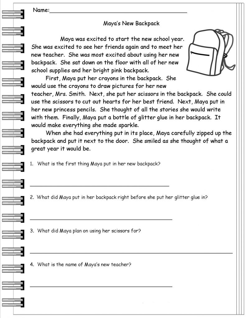 2nd Grade Short Story Reading Worksheets