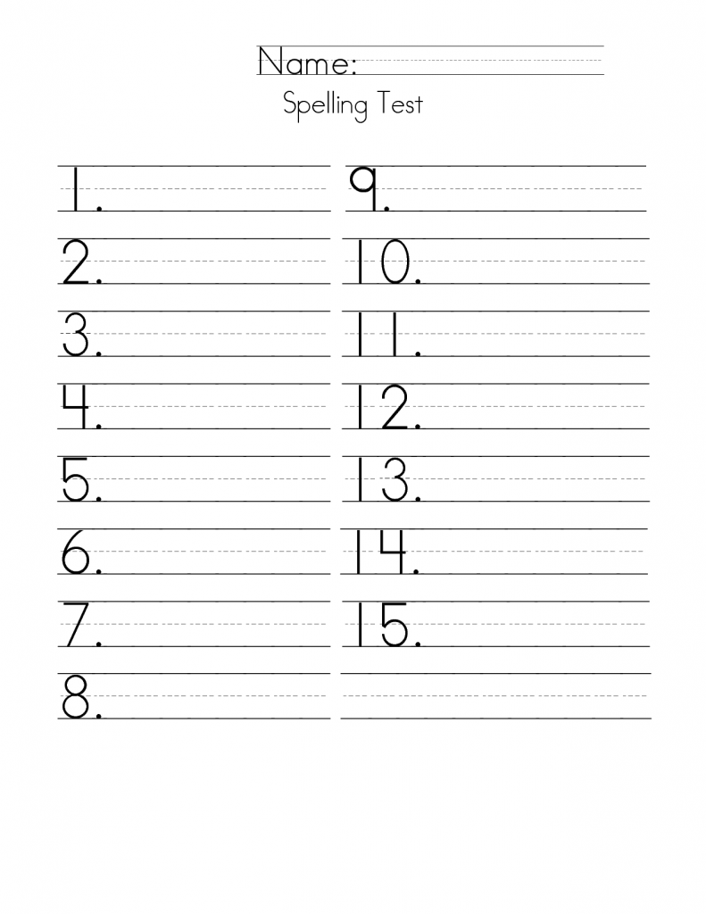 2nd Grade Spelling Test Worksheet
