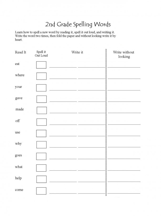 2nd grade spelling practice worksheets