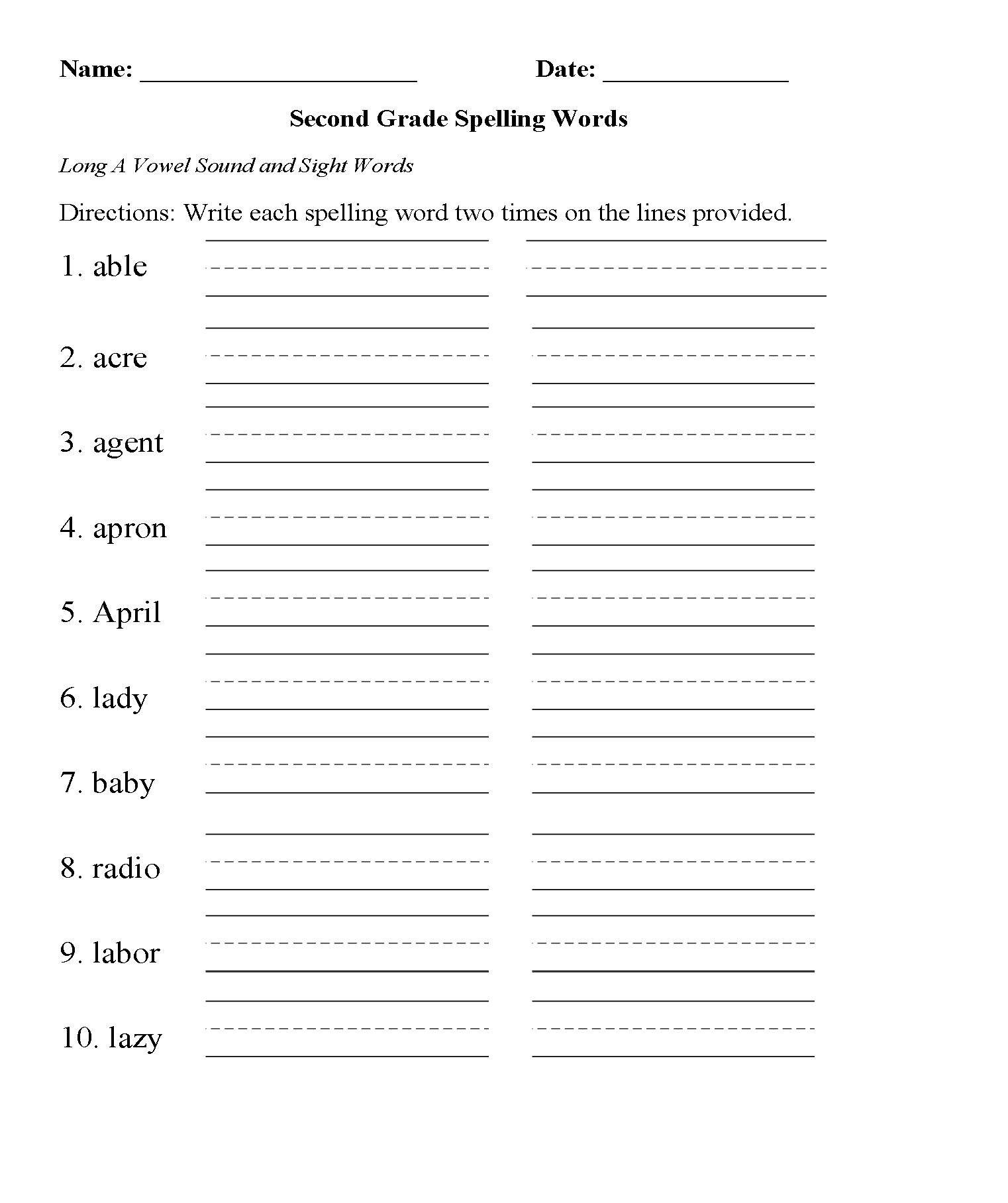 24nd Grade Spelling Worksheets - Best Coloring Pages For Kids For 2nd Grade Sight Words Worksheet
