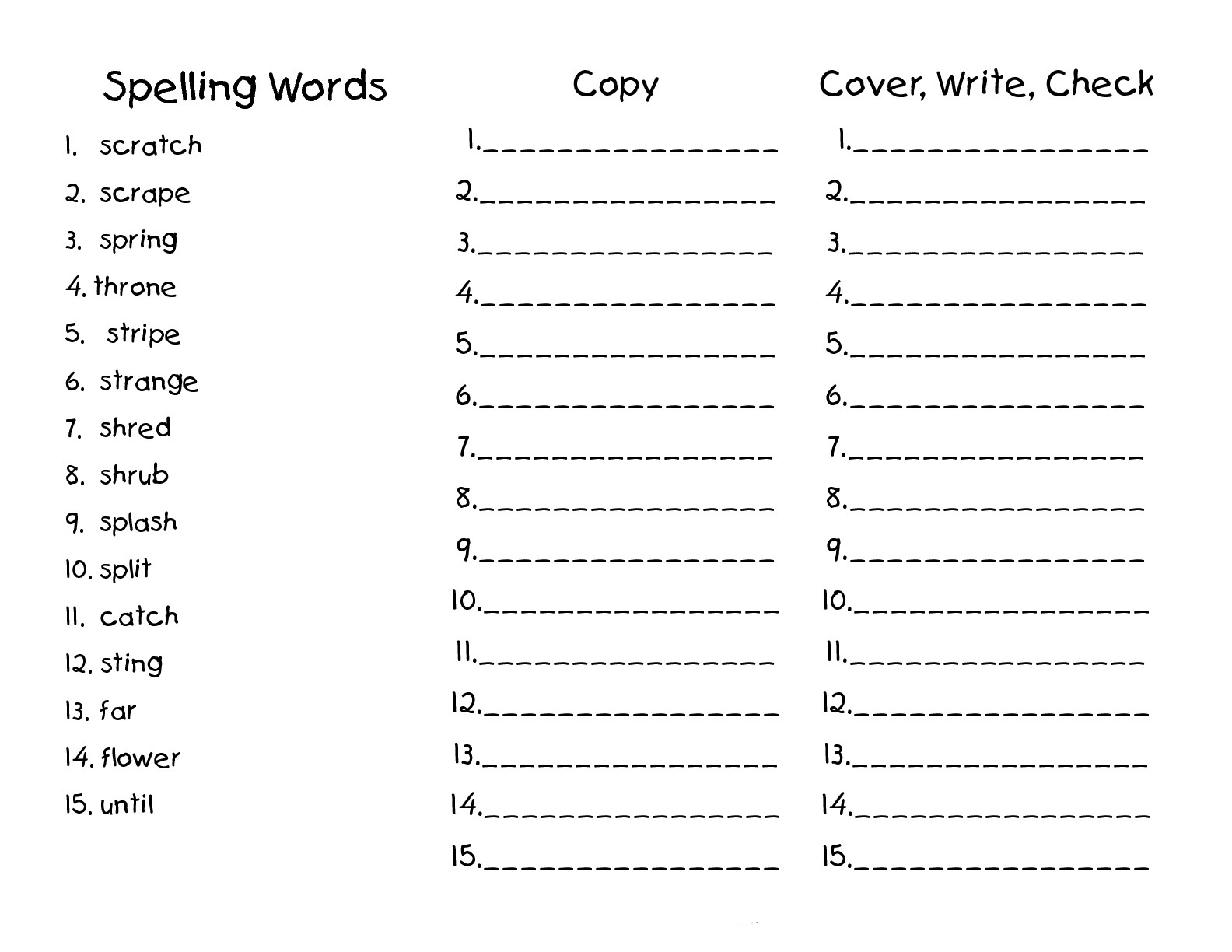 Free Printable Second Grade Spelling Worksheets