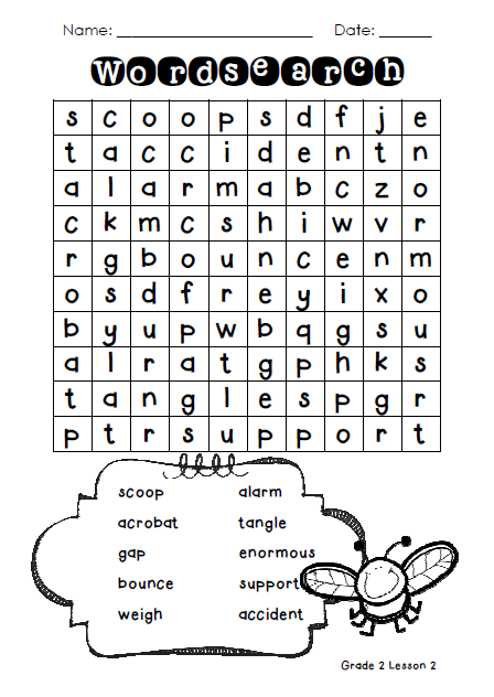 2nd Grade Word Search Worksheet