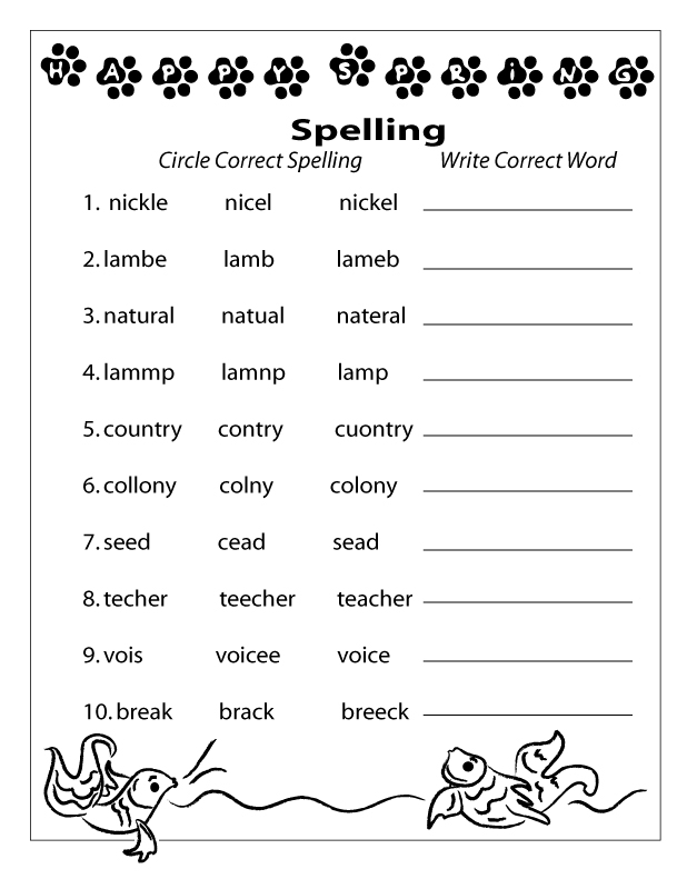 2nd Grade Worksheet Spelling